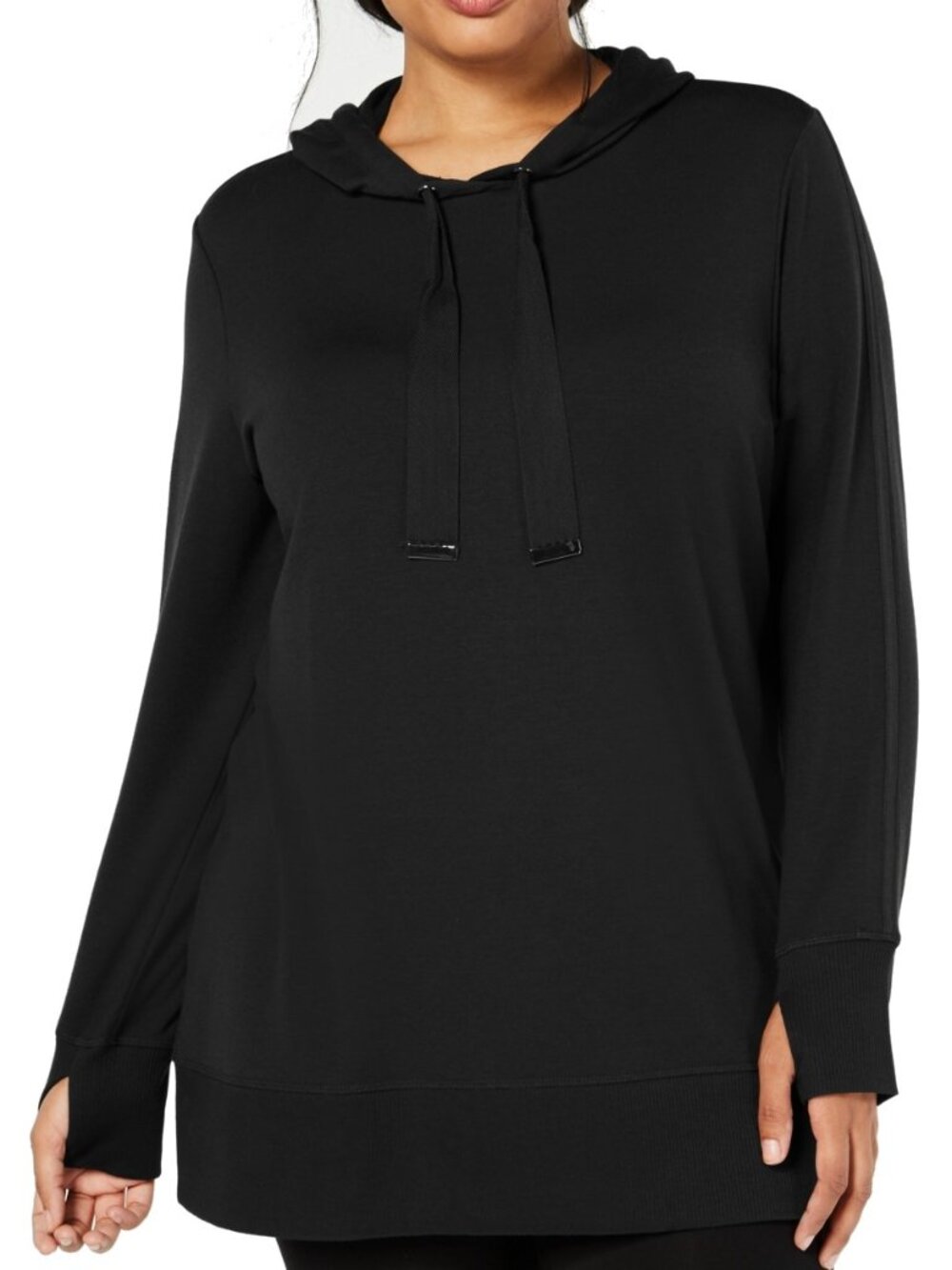 Ideology Womens Plus Size Activewear Ribbed Hooded Pullover
